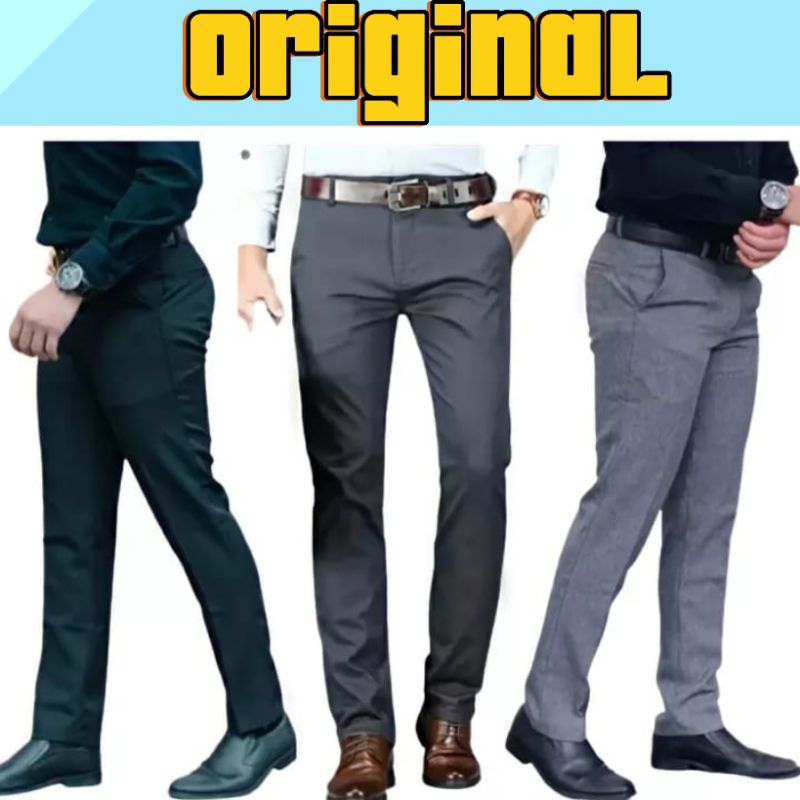 Celana Formal Kantor Pria Slimfit Bahan Dasar Semi Woll Premium/Limited Celana Formal Pria Slim fit 