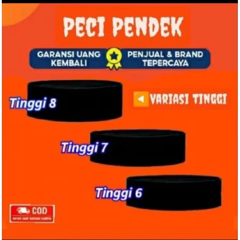 peci ceper peci cak lontong hitam polos tinggi 6-7-8 cm
