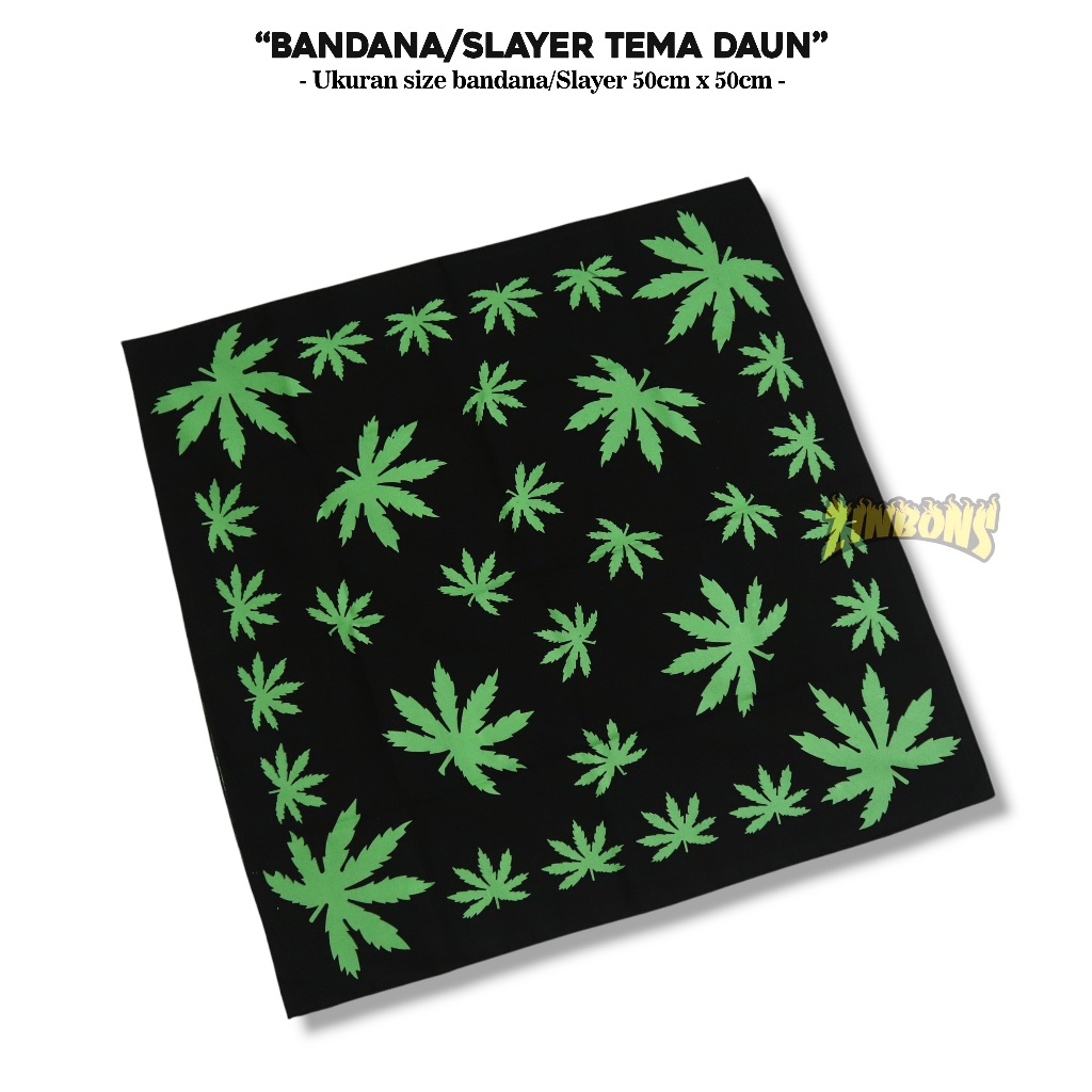 Bandana Keren Bandana Reggae Slayer Motif Daun Hijau Syal Musik Aksesoris Fashion/Outfit Bisa Di Gun