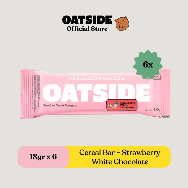 

[ 6 Pcs ] Oatside Cereal Bar 18gr / Strawberry White Chocolate / Peanut Butter / Chocolate