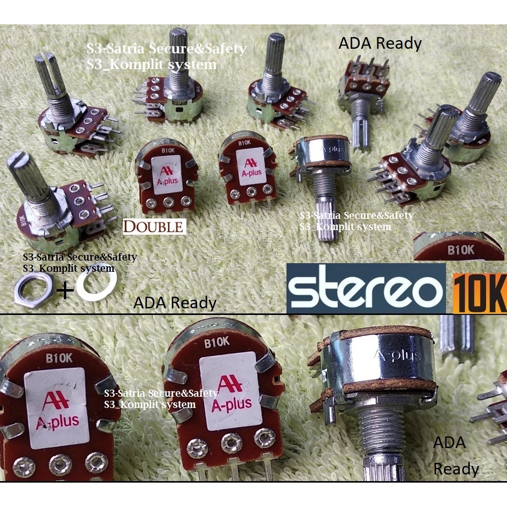 A-plus B10K STEREO 10K Potensiometer stereo 10 K Kilo Potensio meter a plus Aplus