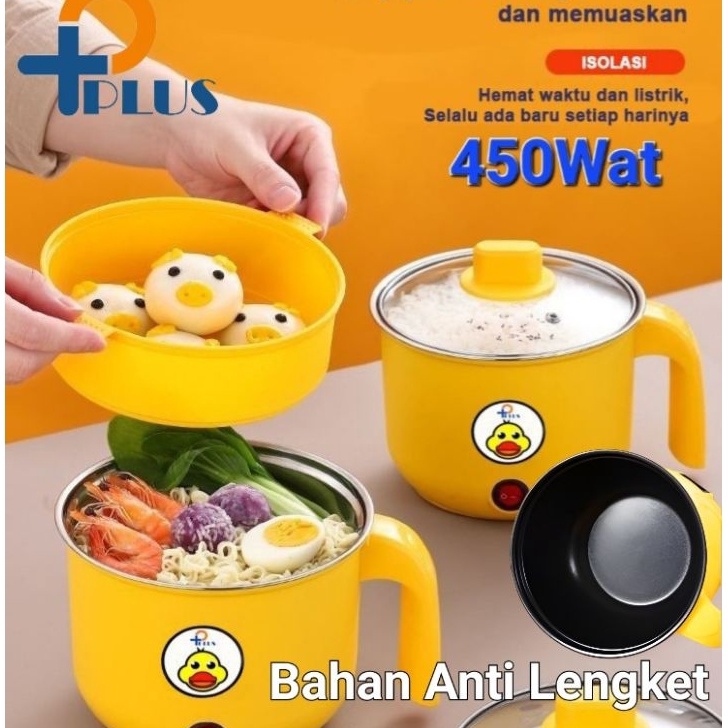 PPLUS  New Panci Listrik Anti Lengket Serbaguna Hemat Listrik 45 Wat  Mini Rice Cooker Multifungsi P