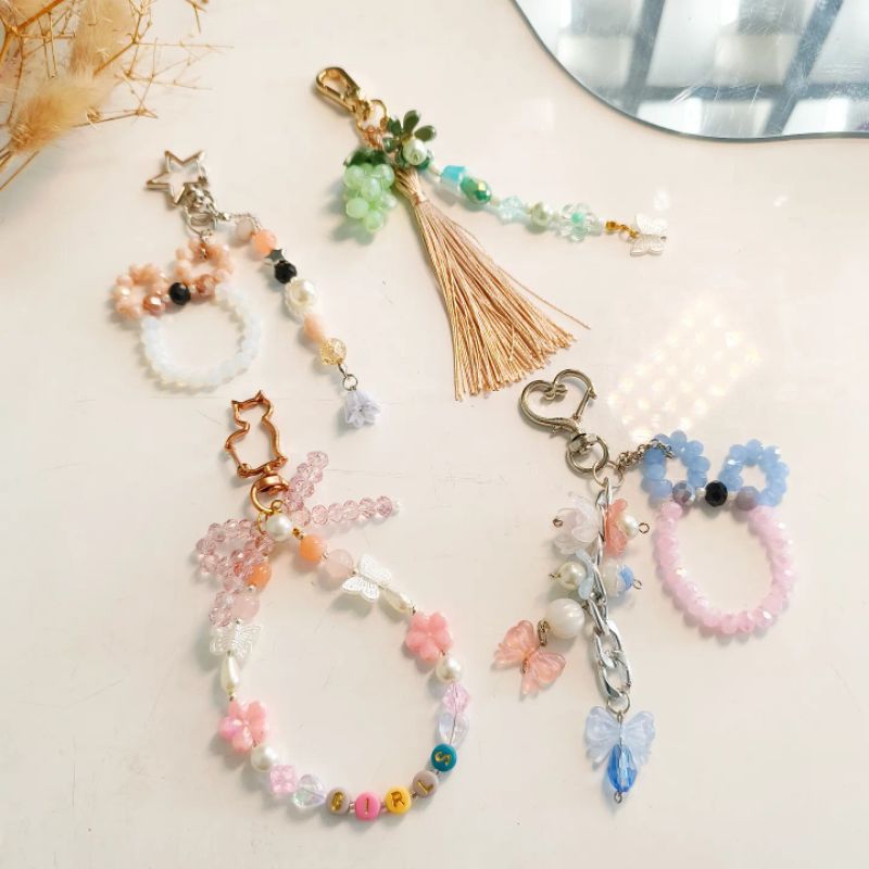 Rhania Flower Bag Charm Wreath | Gantungan Spion Lafadz Allah | Bag Charm Estetik