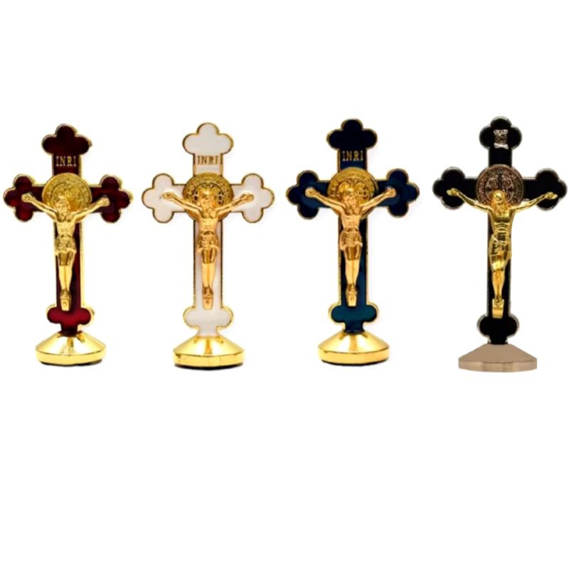 Salib Duduk Benediktus Bunga Besi 8cm Salib Mobil Benediktus Salib Meja Benediktus Salib Mini