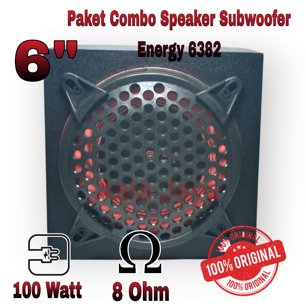 Paket Combo Subwoofer Mobil 6" Legacy Energy LG 6382  + Box Speaker 6 Inch + Tutup Speaker Ram 6