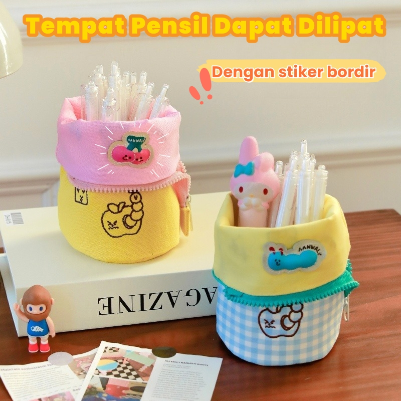 

Tempat Pensil 2 in 1 Pencil Case Berdiri Standing Pen Case Pouch Dapat dilipat
