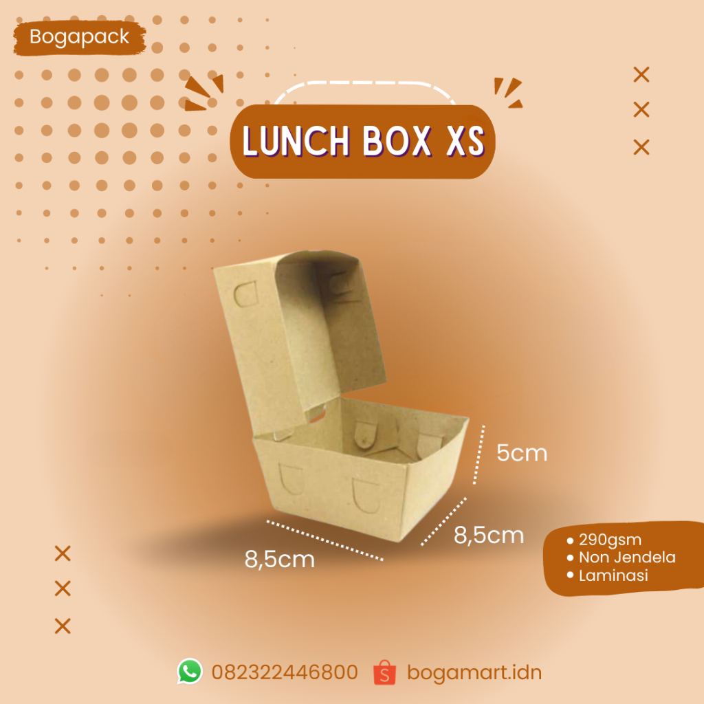 

Lunch Box XS 8,5x8,5x5 tanpa jendelaa laminasi dalam / Box nasi / paper kraft / dus kraft