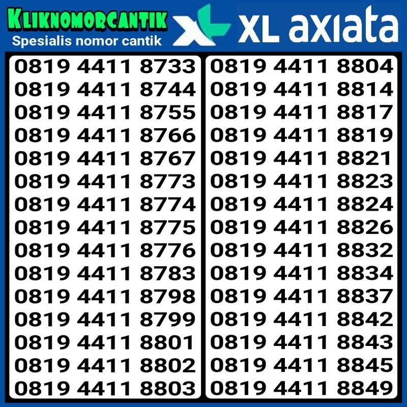 nomor cantik XL 4G&5G Axiata ABAB cantik 5