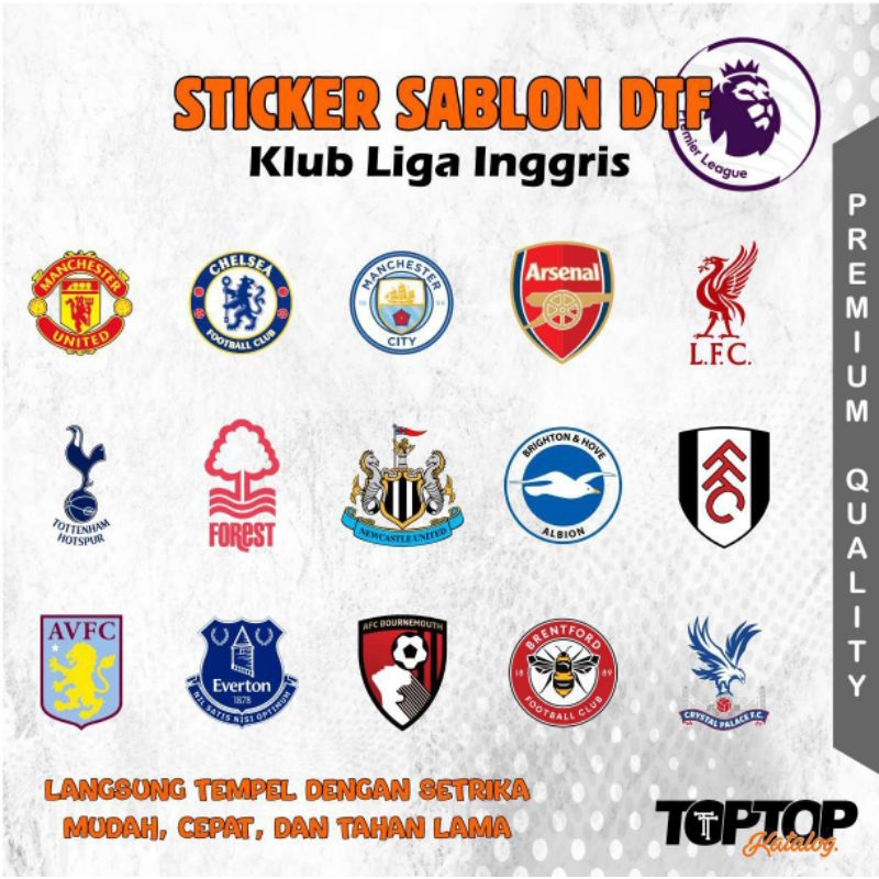 SABLON SETRIKA DTF LIGA INGGRIS / STICKER SABLON LOGO BOLA LIGA INGGRIS