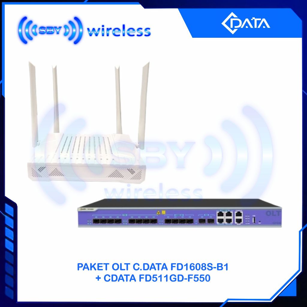 PAKET C-DATA FD1608S OLT GPON (Non SFP) With CDATA FD511GD-F550 ONT XPON (OLT 8 PON PORT 4COMBO 2SFP