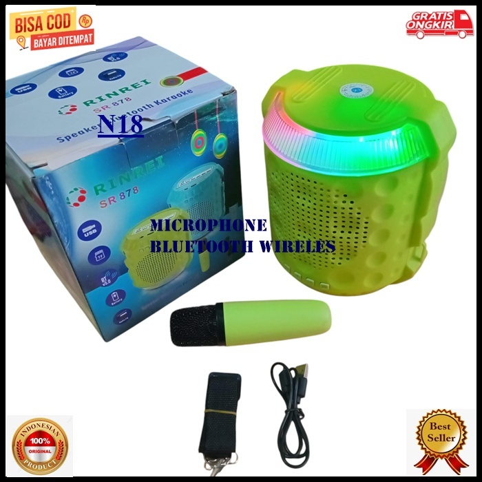 N18 MICROPHONE BLUETOOTH WIRELESS ADVANCE MIK MIC MIX SPEAKER SPK SPEKER PORTABLE BLUTUT KARAOKE ECH
