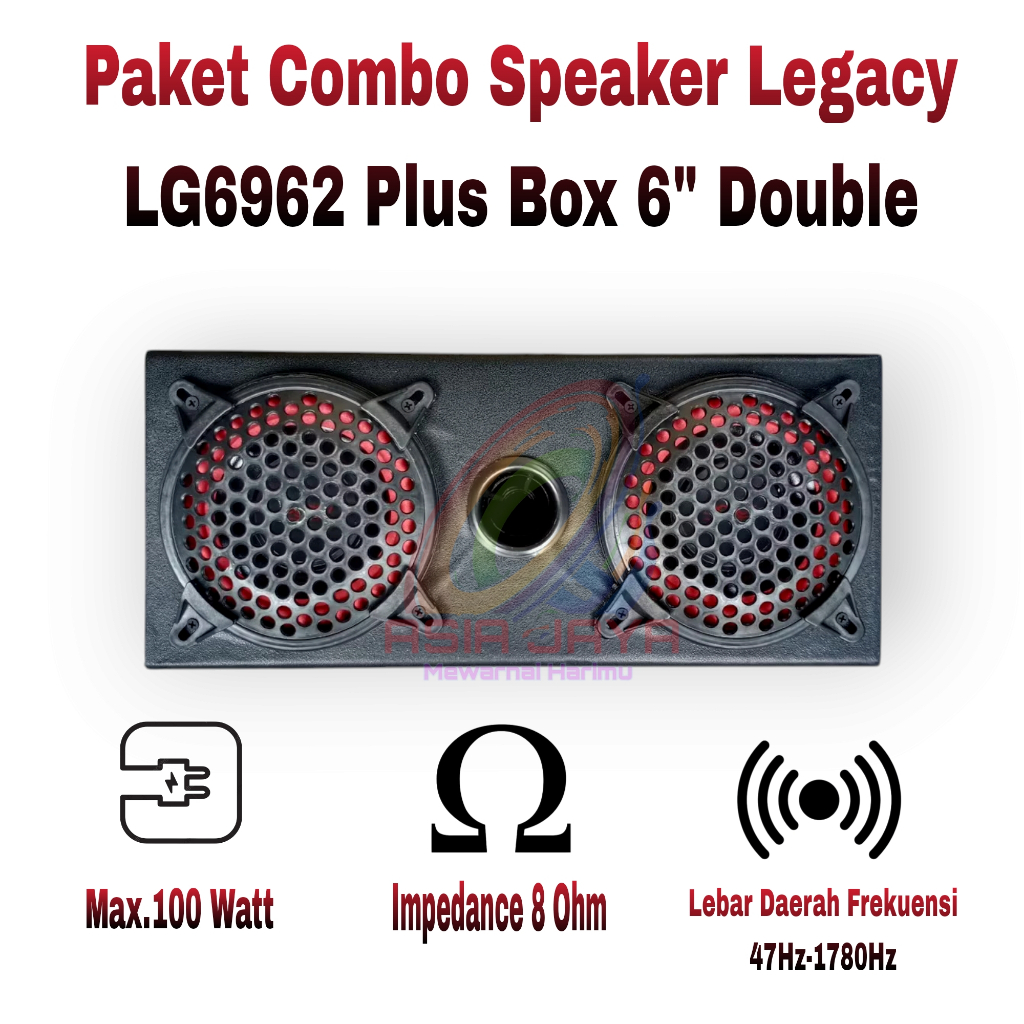 Paket Combo Speaker LEGACY 6 Inch LG 6962 2pc Plus Box 6 Double Dan Tutup Ram 6 Inch