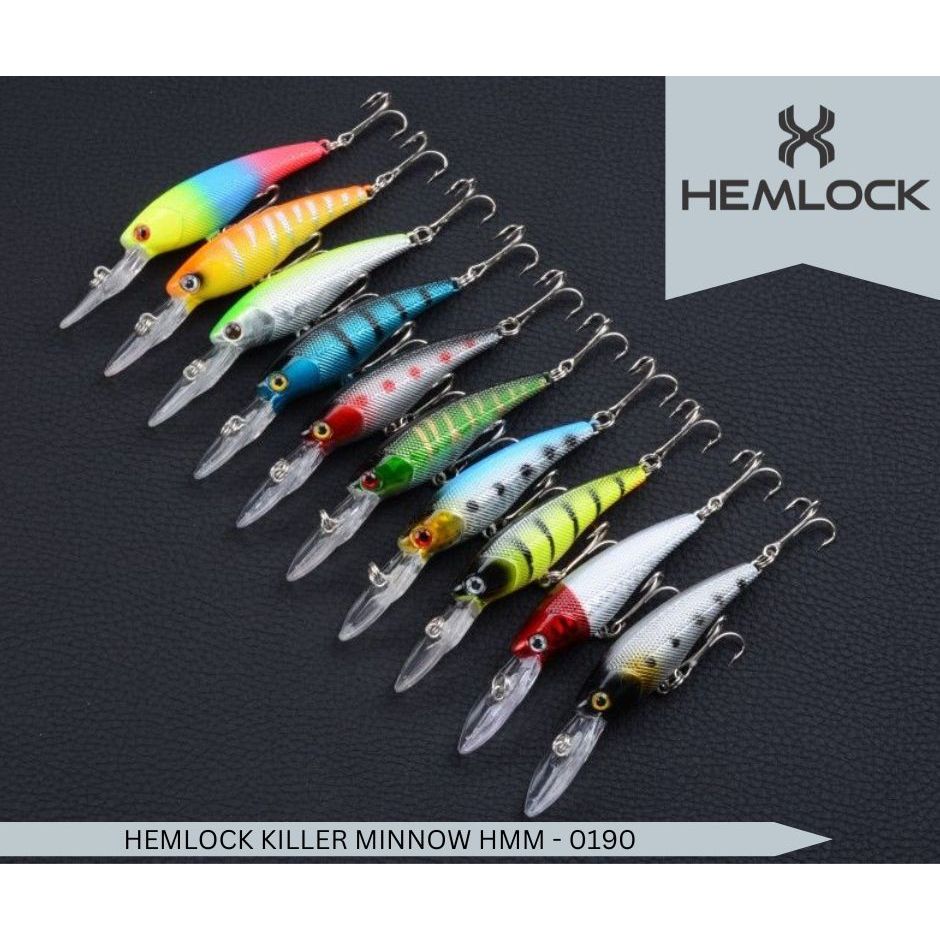 UMPAN MINNOW HEMLOCK HMM - 0190, HEMLOCK KILLER MINNOW 9cm | 8,3gram , SINKING MINNOW LIDAH PANJANG