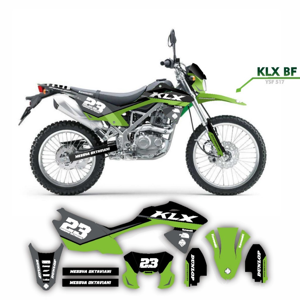 DECAL STIKER MOTOR KLX BF 150 G MOTIF HITAM HIJAU