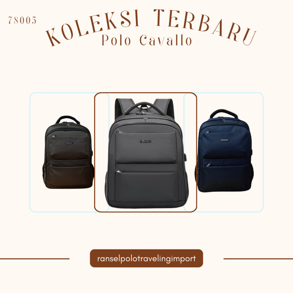 Tas Ransel Polo Cavallo Import 78005 18inchi Tas Kunci Pria Wanita