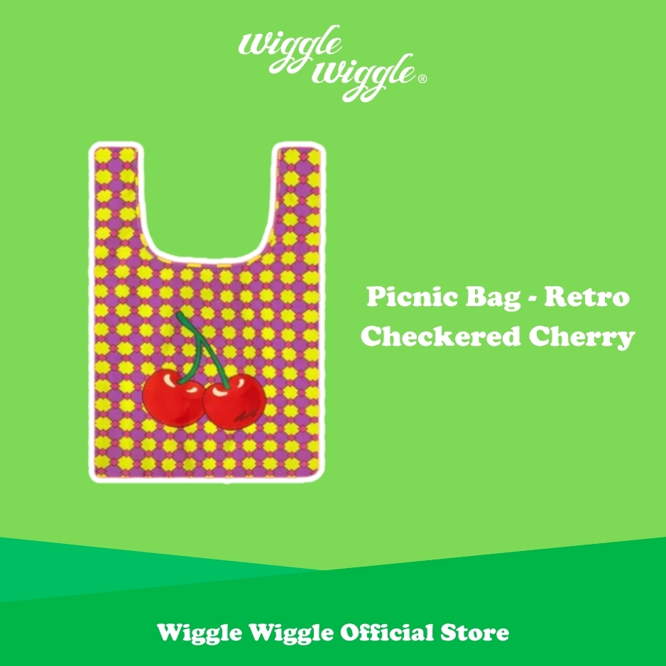 Wiggle Wiggle Picnic Bag - Retro Checkered Cherry Tas Belanja Serbaguna