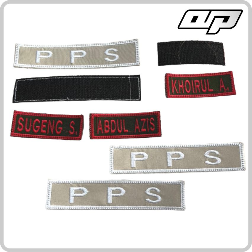 Bordir Nama Perekat - Bet Nama Kretekan Custom Nama - Velcro Bordir