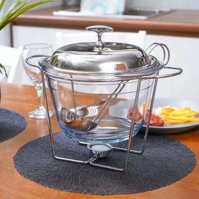 Appetite 4 Ltr Casserole chafing dish / tempat prasmanan Round / pemanas wadah saji makanan Food War