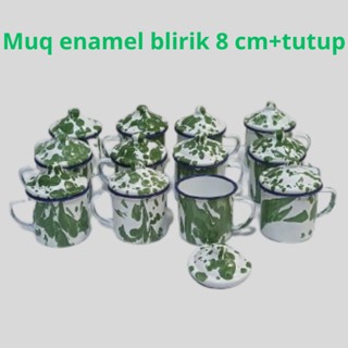 CTY Muq enamel blirik 8 cm+ tutup 6 pcs/12 pcs,cangkir kopi jadul,cangkir jadul,cangkir blirik jadul
