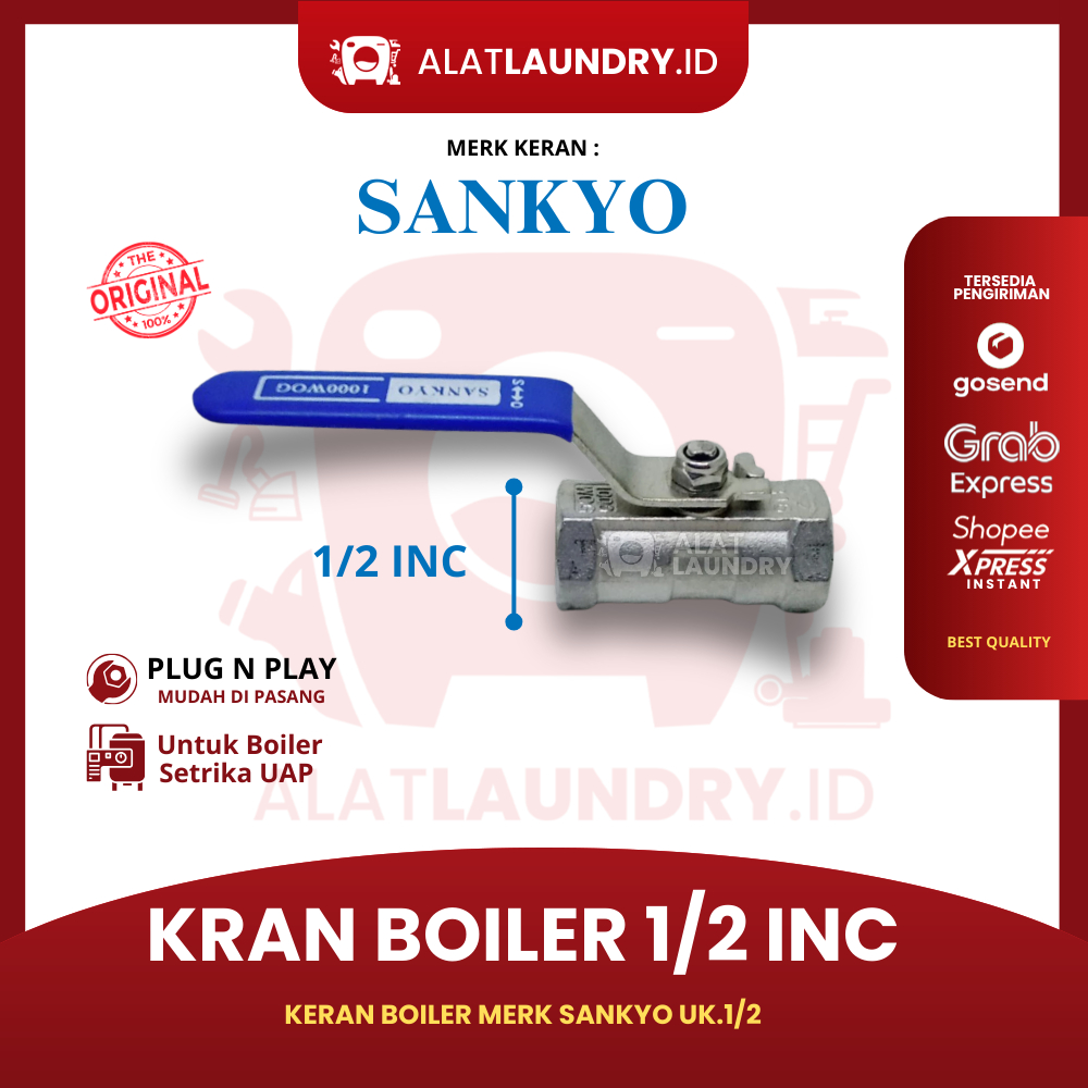KRAN SANKYO 1/2 | KRAN SANKYO BOILER | KRAN PEMBUANGAN SETRIKA UAP | SPAREPART BOILER | SPAREPART SE