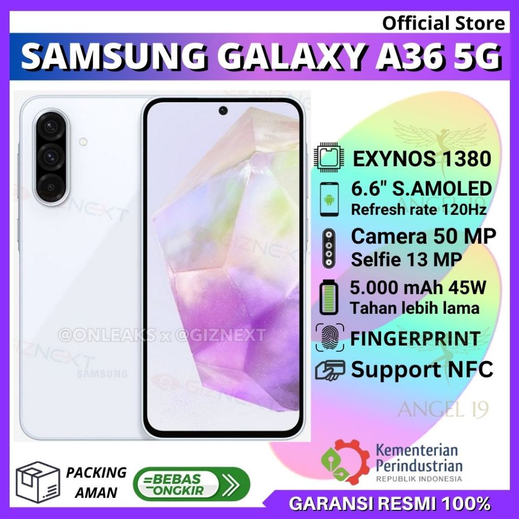 SAMSUNG GALAXY A36 5G RAM 8/256 GB NFC - SAMSUNG GALAXY A36 5G RAM 8/128 GB NFC GARANSI RESMI