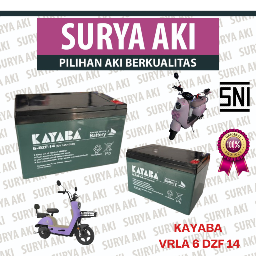 AKI KERING KAYABA 6 DZF 14 AKI12V 14Ah Aki Sepeda Listrik