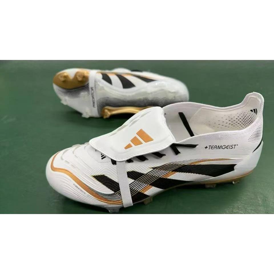 [Terlaris] Sepatu Bola Predator Elite Tongue Teamgeist FG - White Black Metallic Gold [BISA COD]