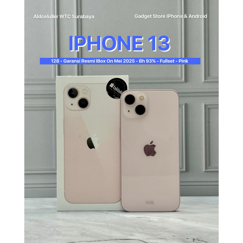 iphone 13 128gb pink garansi resmi second
