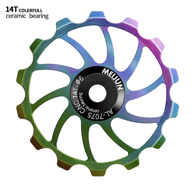 Meijun Pulley Ceramic Bearing 14T Wheel Guide Pullay RD Sepeda 14T Rainbow