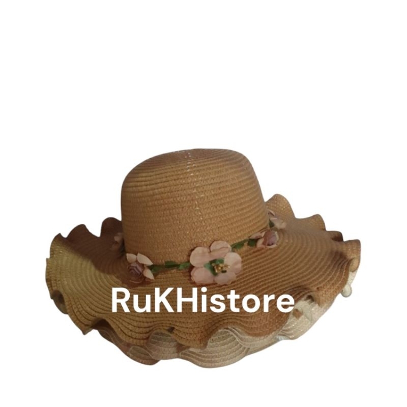 topi pantai anak dan dewasa/ topi pantai bunga gelombang/topi buket usia 1 tahun keatas TK SD/topi a
