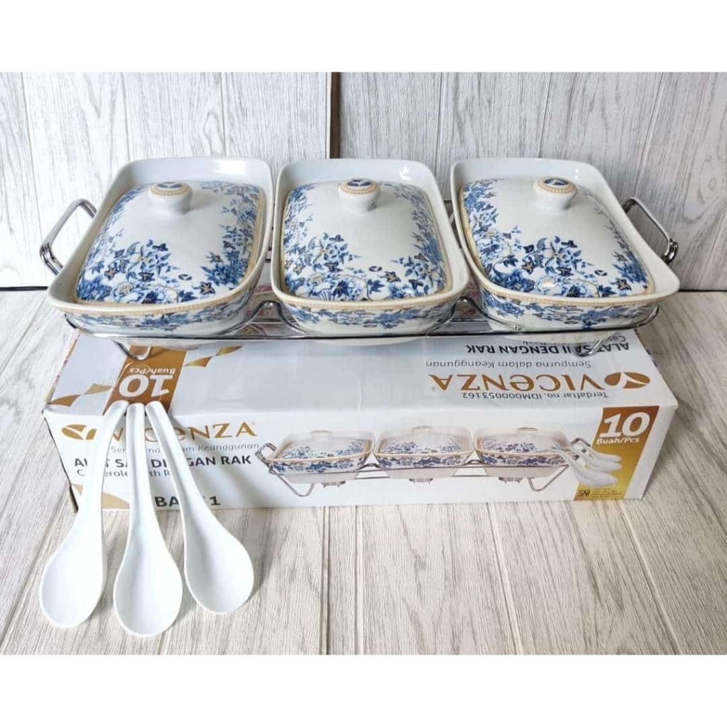 GRATIS ONGKIR ---INSTAN [VICENZA] BA751| Set-3 | Alas Saji dengan Rak | Casserole With Rack | Origin
