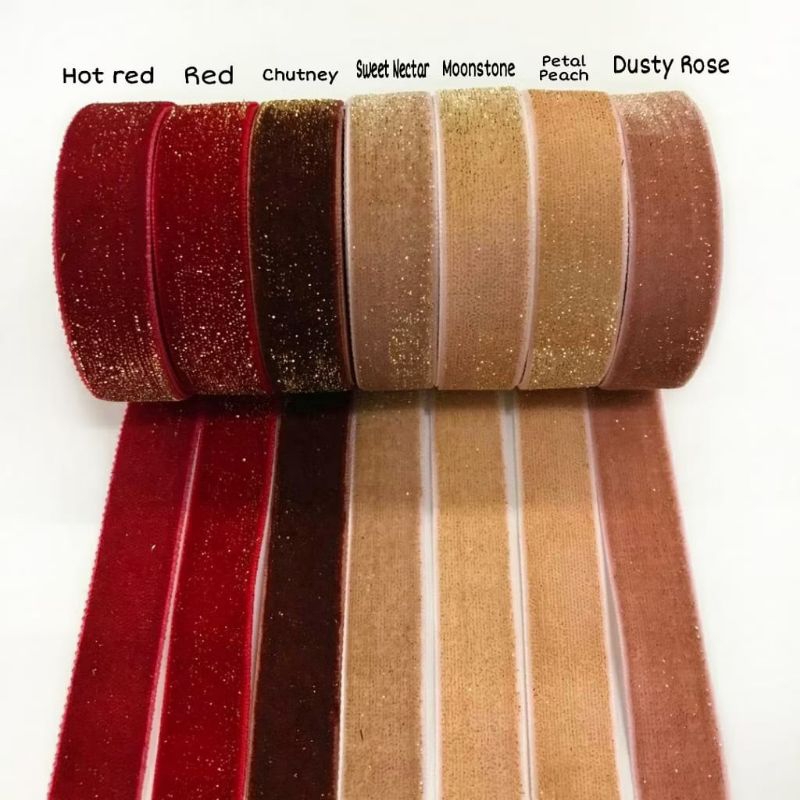 

1 YARD - 1.6 CM PITA BLUDRU GLITER HALUS| VELVET GLITER GOLD (5/8")