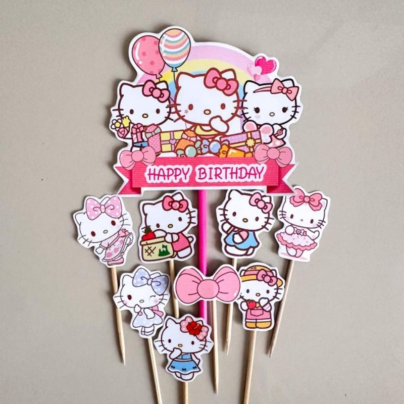 TOPPER HELLO KITTY / TOPPER KUE HELLO KITTY / CAKE TOPPER HELLO KITTY / HIASAN KUE HELLO KITTY / CUP