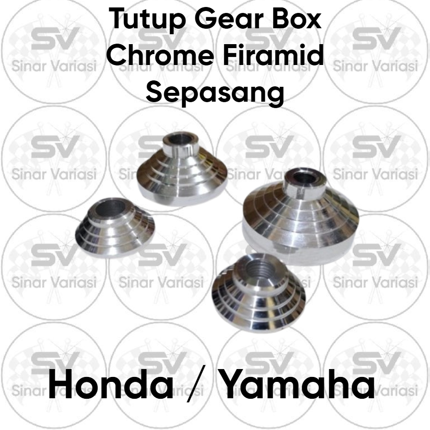Cover Gear Box Sepasang / Tutup Gear Box / Gearbox / Gear Box Depan Chrome Model Firamid Honda / Yam