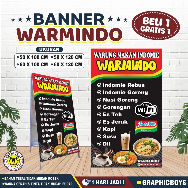 Spanduk Warmindo Model Berdiri, Banner Warmindo Model Berdiri