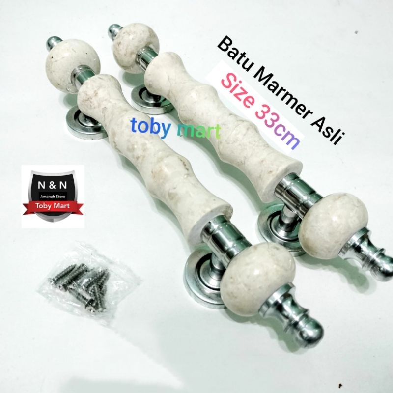 Pegangan pintu rumah marmer batu alam - Gagang pintu marmer Handle pintu rumah 32cm