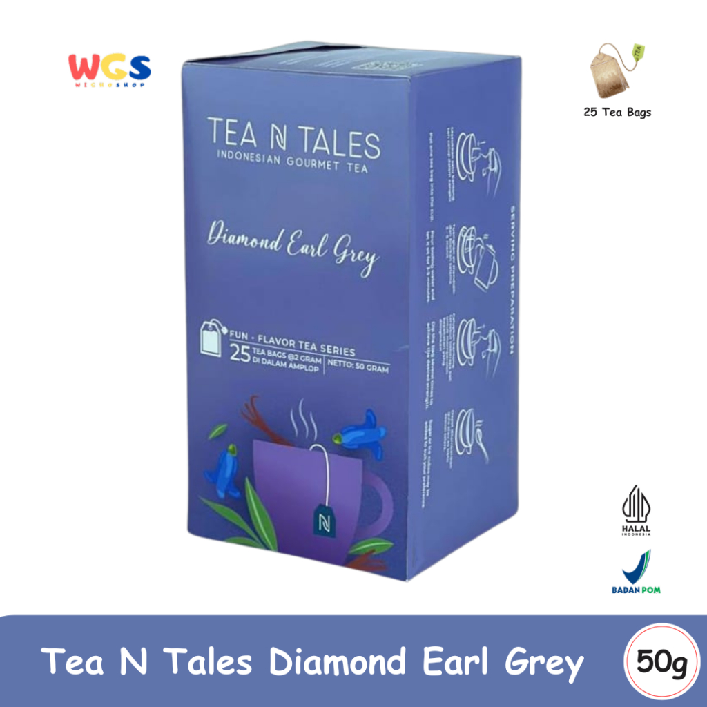 

Tea N Tales Diamond Earl Grey 25 Tea Bags - 50gr | Teh Hitam Premium Aromatik Nusantara