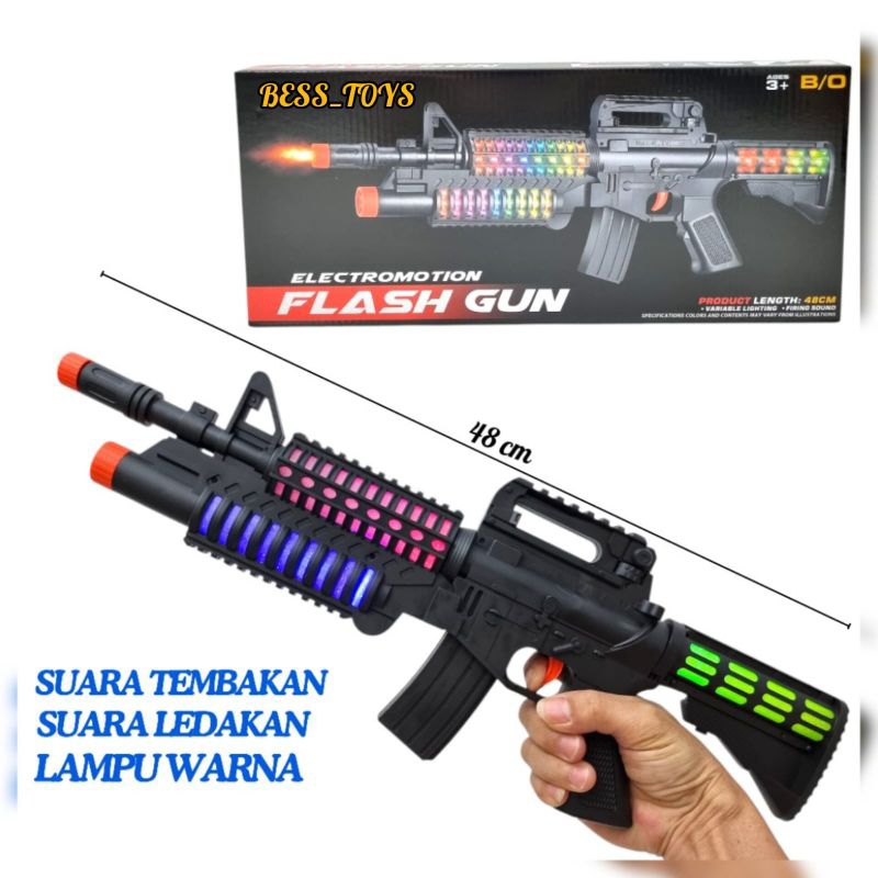 Electromotion Flash Gun AK858 Mainan Tembakan Anak Mainan Anak Laki-laki