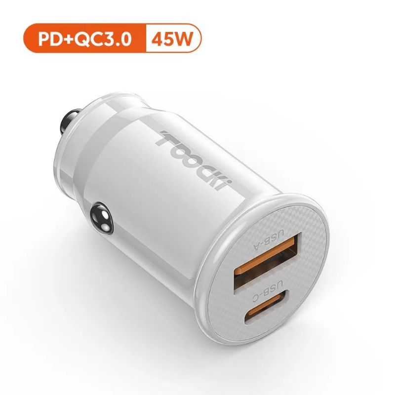 car charger dual port type C QCPD 3.0 45W warna putih
