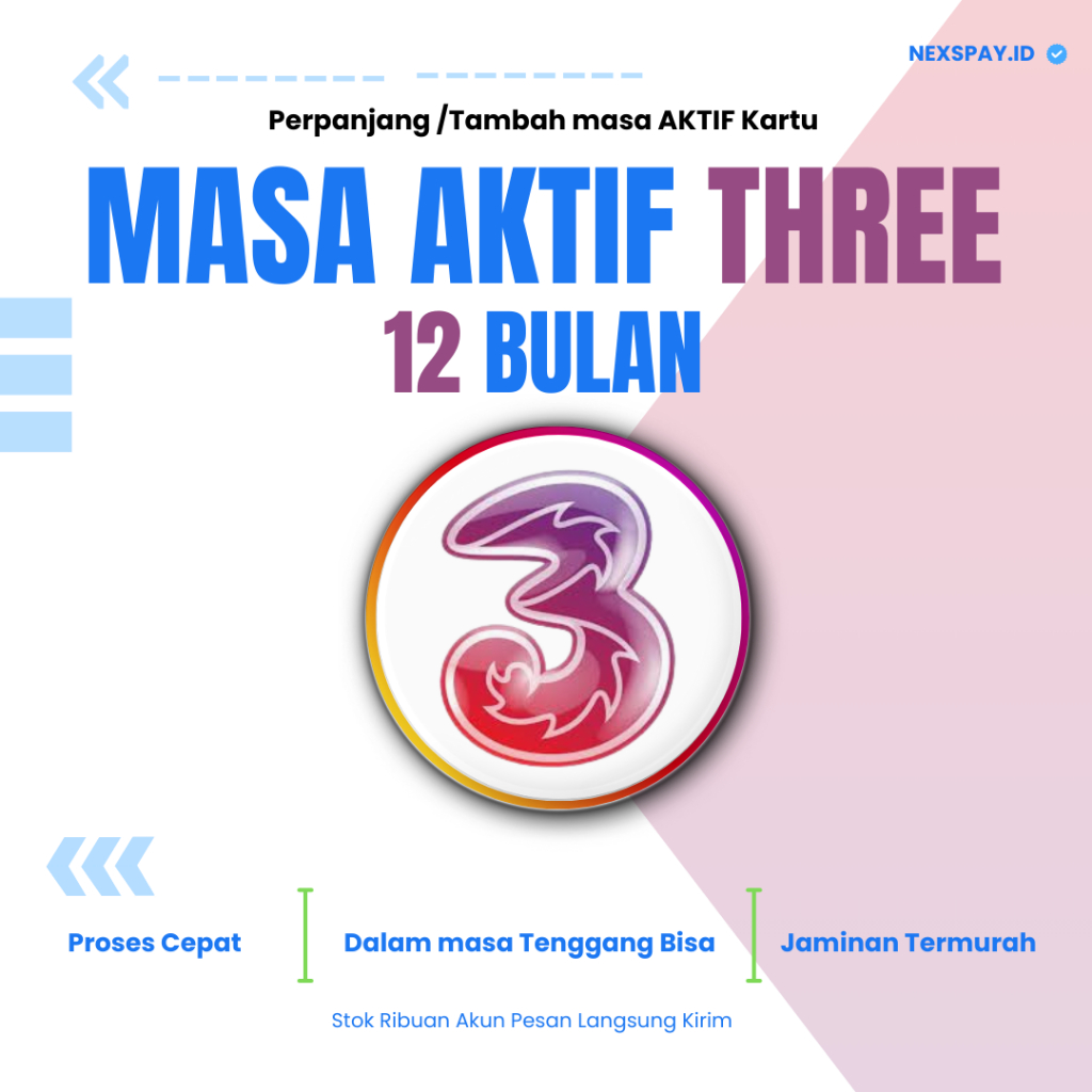 Perpanjang / Tambah Masa aktif Tri 1 tahun 12 bulan 1 bulan