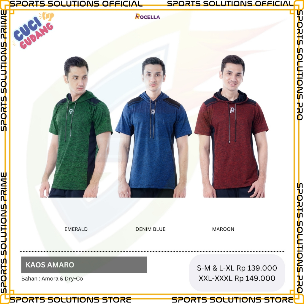 ROCELLA KAOS AMARO DAN CELANA TERREVA, KAOS OLAHRAGA PRIA, CELANA OLAHRAGA, KAOS PRIA, KAOS POLOS, S