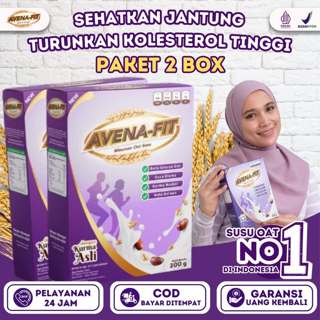 

AVENA-FIT 100% ORIGINAL 2 BOX - Menu Sarapan Sehat Oat Susu Kurma Solusi untuk Kolesterol Tinggi
