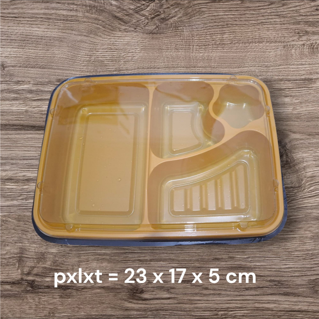 

Bento Tray bagus 4 sekat (1 Pack isi 50pcs) - Bahan HIPS tahan panas