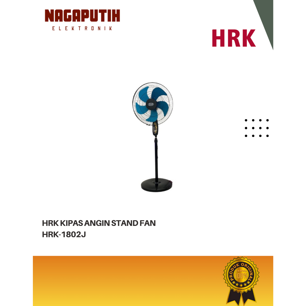 STAND FAN HRK KIPAS Angin Berdiri 18inch 1802J Baling Besi