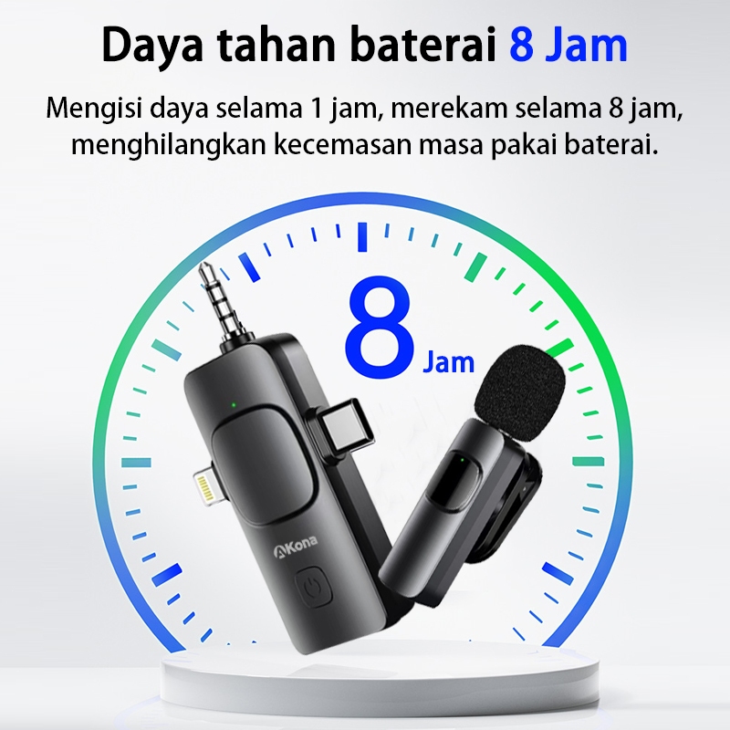 Promo Terbaru Akona 3 In 1 Mic Wireless Clip On 2 Microphone Wireless Clip On Noise Reduction