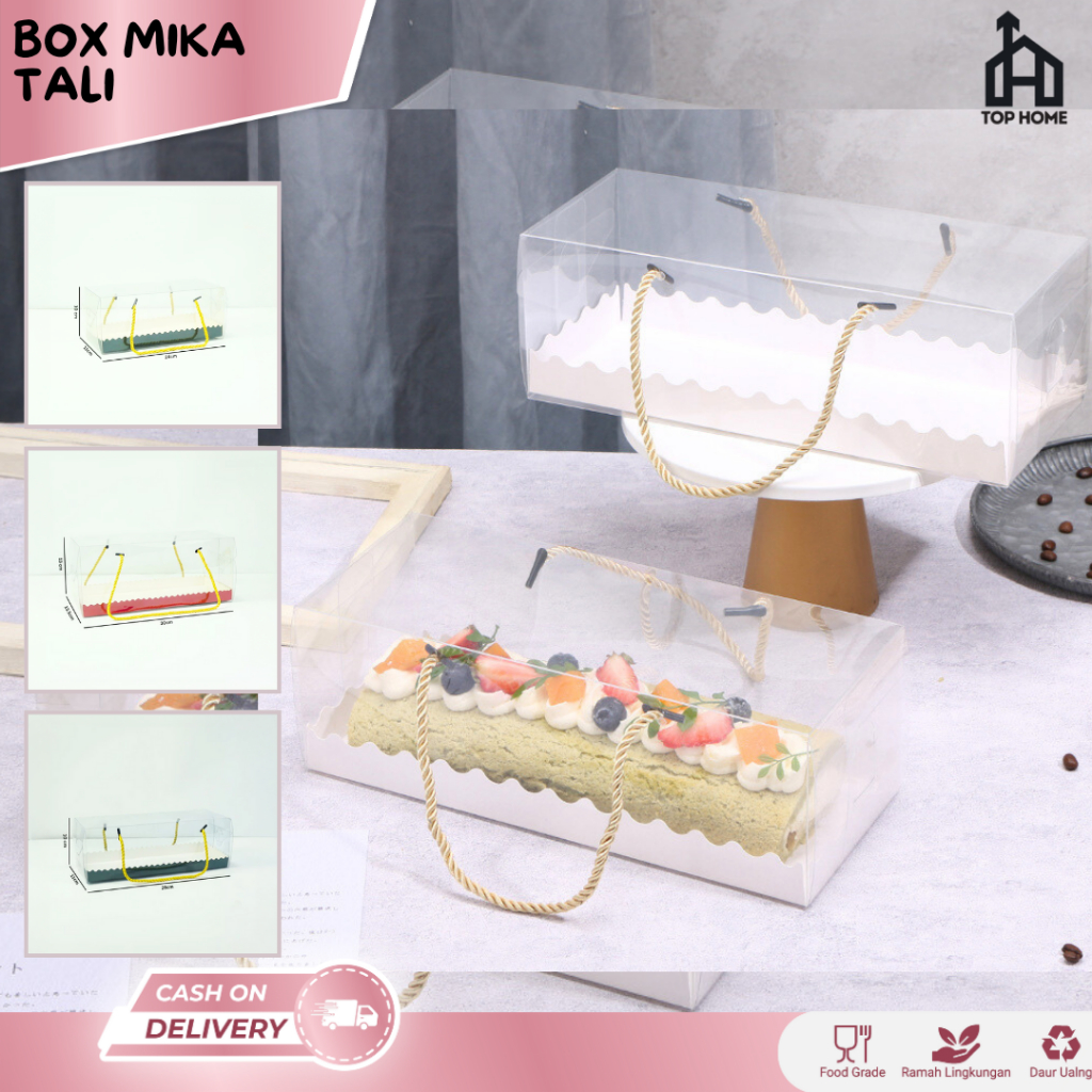 Box Mika Transparan / Box mika /Box kue / Box Cake Handle Tali / Box Handle Mika / Box Cake | HDI03