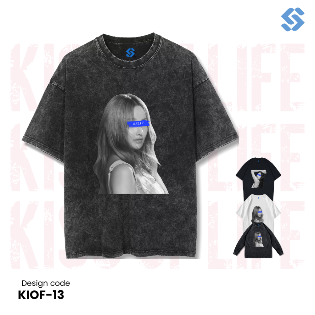 SANZ kaos KISS OF LIFE | stonewashed washed sandwash t-shirt | black white longsleeve | KIOF-13