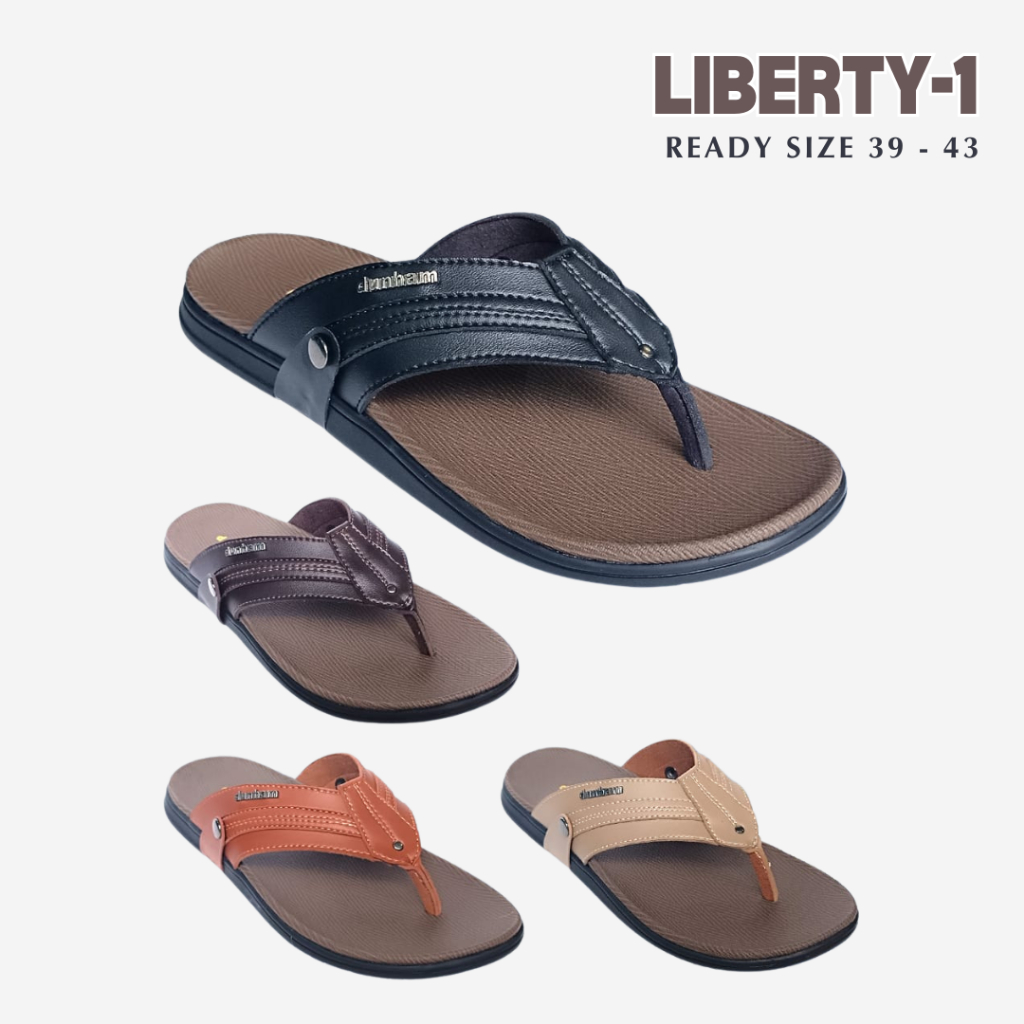 [FREE SOCKS] DUNHAM Sandals Liberty 1 (Sandal Jepit Pria - Sandal Kulit Cowok - Sandal Formal - Sand
