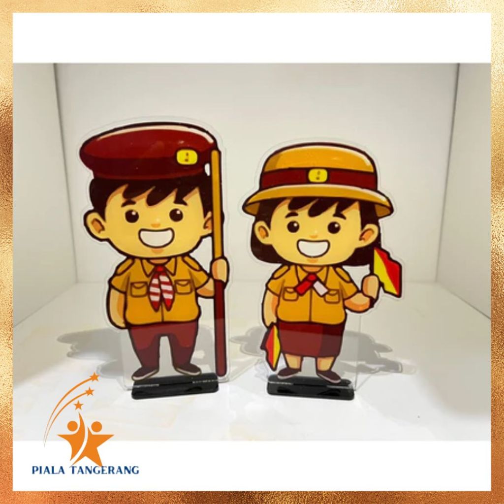 Piala Pramuka Akrilik Custom Piala Anak Pramuka Piala Jambore Pramuka Figur Piala Pramuka