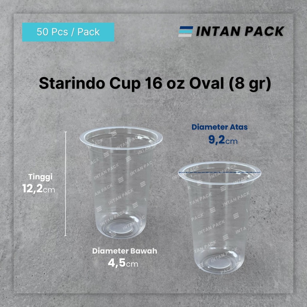 Gelas Plastik Cup Oval 16 oz Starindo 8 gram ( 50 pcs )